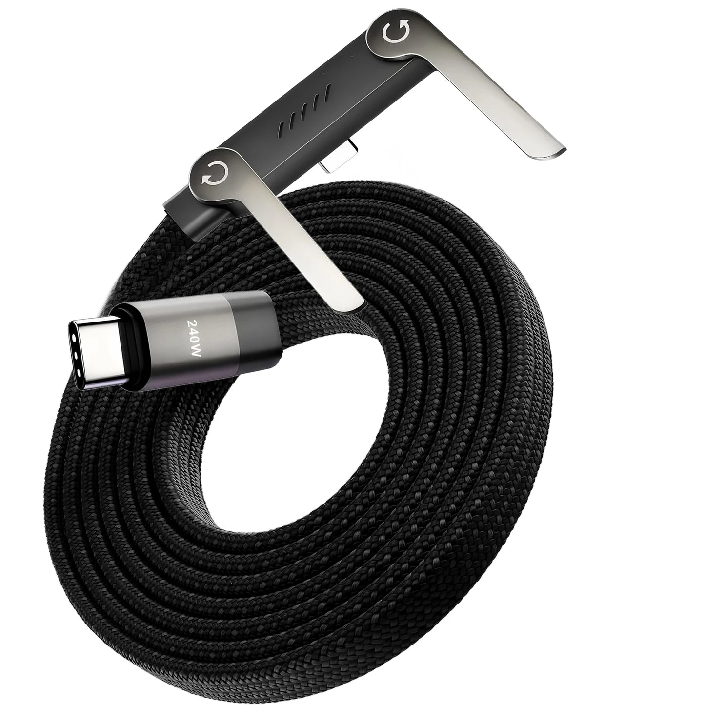 240W 2-in-1 Stand Charging Cable | Phone Holder Integrated | Fast Charge for iPhone 15-17/Huawei/Samsung/Xiaomi