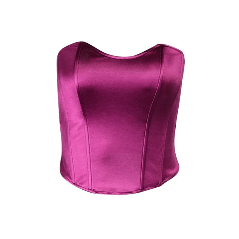 Sexy Women Tube Tops Solid Sleeveless Slim Skinny Corset Cropped