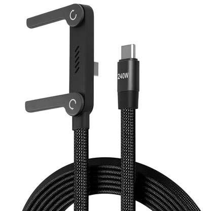 240W 2-in-1 Stand Charging Cable | Phone Holder Integrated | Fast Charge for iPhone 15-17/Huawei/Samsung/Xiaomi